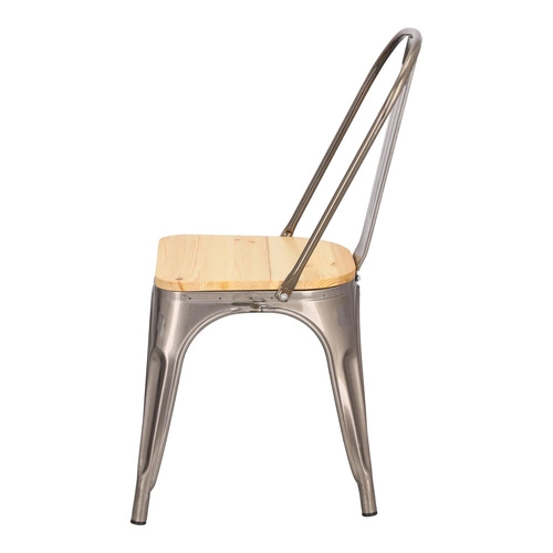 Krzesło metalowe Paris Wood D2.DESIGN do jadalni i kuchni industrialne z drewnianym siedziskiem