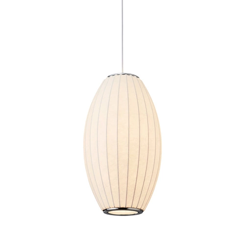 Lampa wisząca SILK BARREL biała 50 cm nowoczesna regulowana do salonu i jadalni