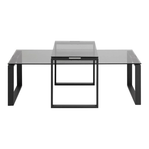 Zestaw 2 szklanych stolików kawowych Katrine glamour prostokątny do salonu Actona