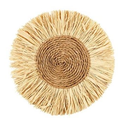 Intesi okrągła dekoracja ścienna z rafii 37cm naturalna boho ozdoba na ścianę do salonu