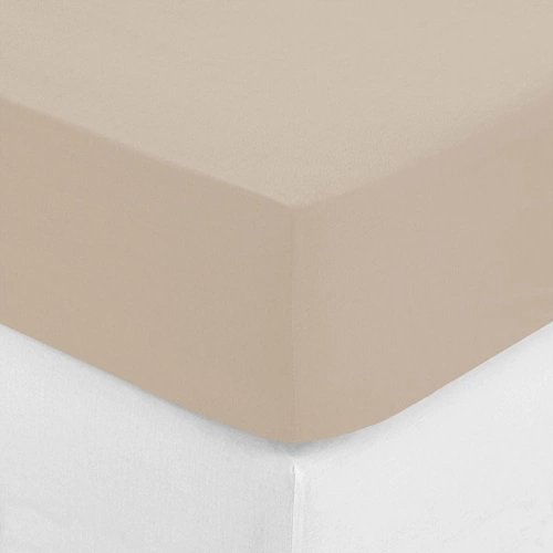 Prześcieradło z gumką 160 x 200 cm  z zakładką 30 cm bawełna kolor lnu