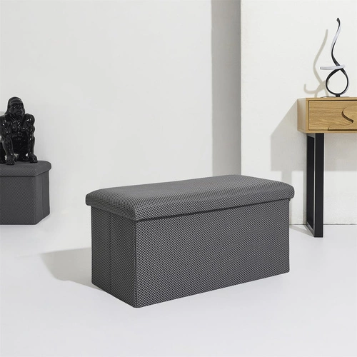 Pufa ze schowkiem Velse Atom szara składana prostokątna do przedpokoju i pokoju młodzieżowego