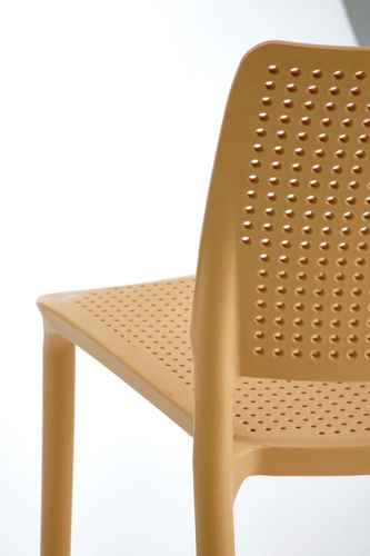 Krzesło ogrodowe Sylie Intesi pomarańczowe z tworzywa sztaplowane nowoczesne do tarasu i balkonu