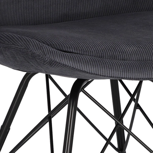 Krzesło tapicerowane Eris sztruks antracytowe do jadalni nowoczesne na czarnych nogach Actona