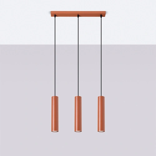 Lampa wisząca Lagos 3-punktowa loftowa czerwona regulowana do salonu i nad stół