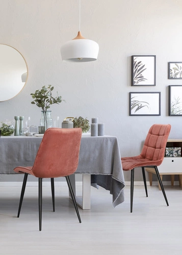 Krzesło do jadalni Plaid Intesi tapicerowane welurowe granatowe nowoczesne czarne nogi