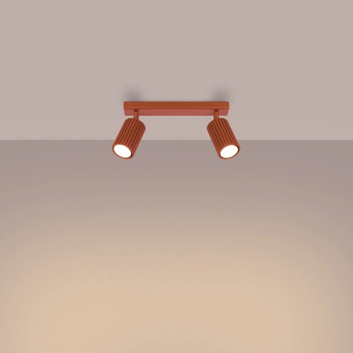 Plafon sufitowy KARBON 2 czerwony nowoczesny aluminiowy do salonu z ruchomym kloszem