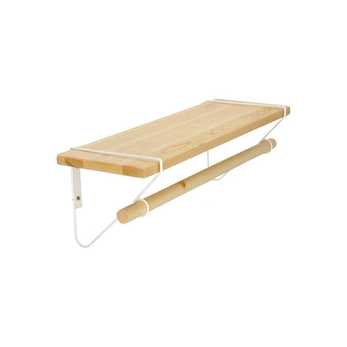 Półka ścienna Bish biała drewniana z drążkiem do przedpokoju skandynawska Intesi 60 cm