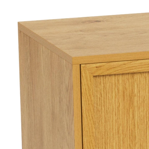 Komoda Palmdale dąb naturalny czarna 158 cm nowoczesna do salonu