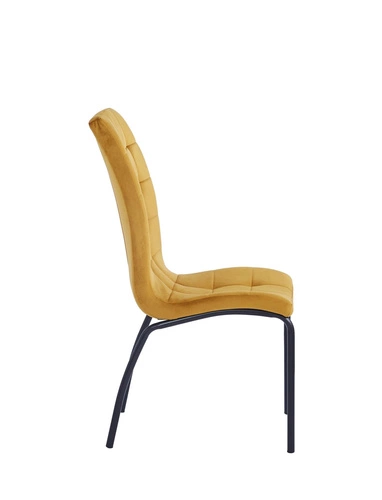 Krzesło do jadalni Ezara Velvet żółte tapicerowane welurowe nowoczesne na czarnych nogach Intesi