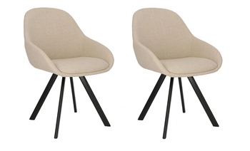Zestaw 2 krzeseł Nels beżowe czarne nogi