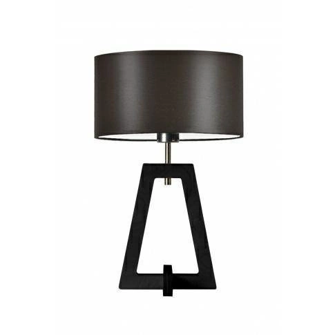 Lampka nocna do sypialni Clio glamour z abażurem brązowym i drewnianą podstawą hebanową