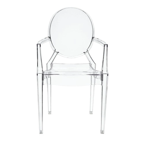 Krzesło transparentne Royal D2.DESIGN do jadalni i salonu ludwikowskie z podłokietnikami