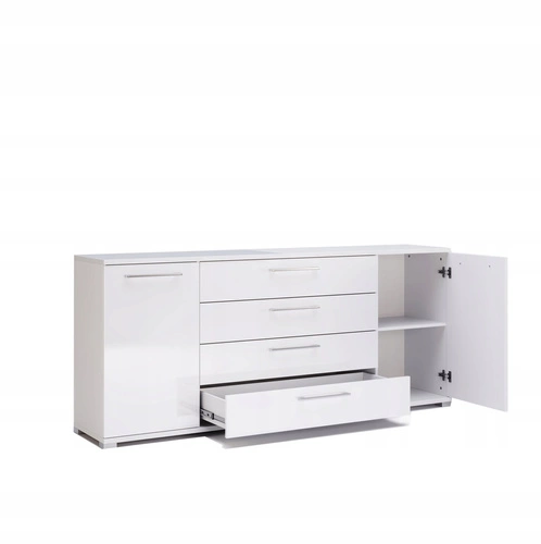 Komoda Flory 190 cm biała połysk nowoczesna z szufladami do salonu Intesi