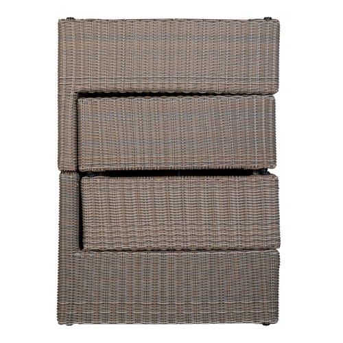 Zestaw 2 ogrodowych leżanek technorattan Rossi Intesi z podnóżkami i stolikiem do ogrodu