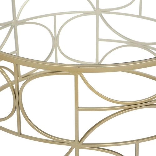 Okrągły stolik kawowy szklany Artif złoty glamour do salonu na metalowej podstawie 71 cm