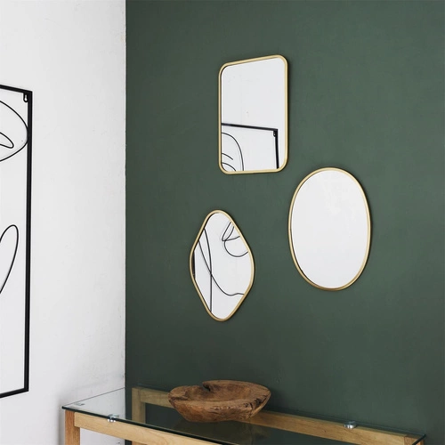 Zestaw 3 luster dekoracyjnych Arcilla złote lustro glamour do przedpokoju i salonu