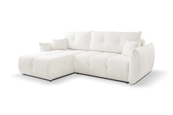 Narożnik z funkcją spania lewy Bode nowoczesny biały z pojemnikiem do salonu Intesi