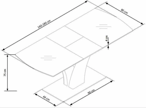 Stół rozkładany glamour Vezyr biały mat 140-180 cm do jadalni szklany blat Intesi