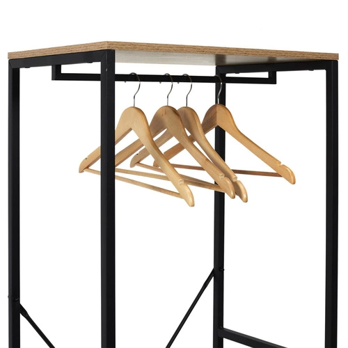 Lukis nowoczesny wieszak stojący do przedpokoju z półkami loft metal czarny brązowy Intesi