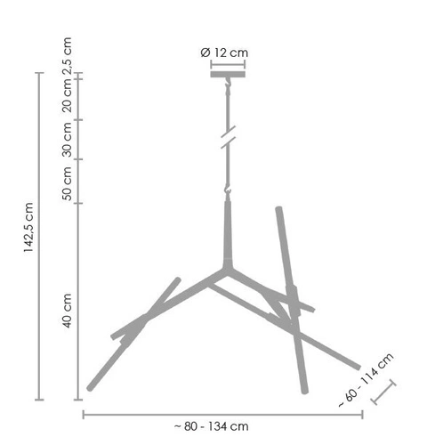 Lampa wisząca STICKS-6 złota nowoczesna regulowana do salonu i nad stół 6-punktowa