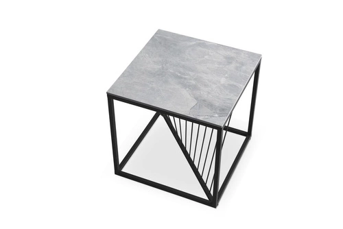Stolik kawowy kwadratowy Infinity S 55x55 cm szary marmur nowoczesny loftowy do salonu Intesi