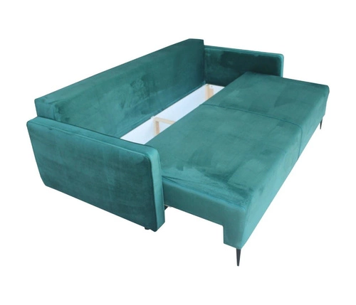 Sofa rozkładana Arosa z funkcją spania do salonu welurowa zielona z pojemnikiem Intesi