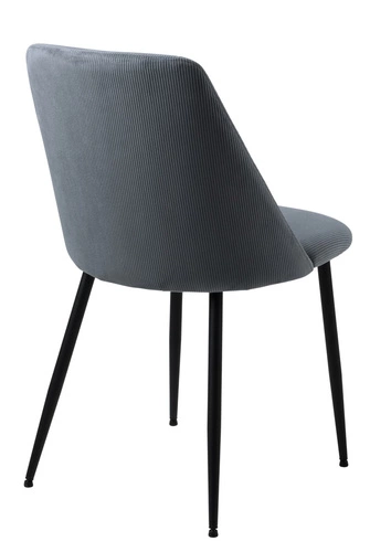 Krzesło tapicerowane Ines szare sztruks Actona do jadalni nowoczesne na czarnych nogach
