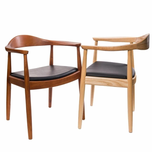 Krzesło drewniane President D2.DESIGN do jadalni z podłokietnikami retro tapicerowane eco skóra