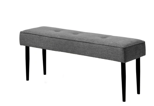 Ławka tapicerowana Alize szara pikowana do przedpokoju i sypialni na czarnych nogach