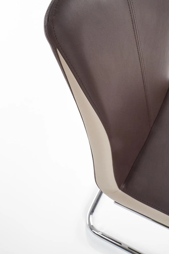 Krzesło tapicerowane Champagne Intesi do jadalni i salonu ekoskóra brązowa nowoczesne