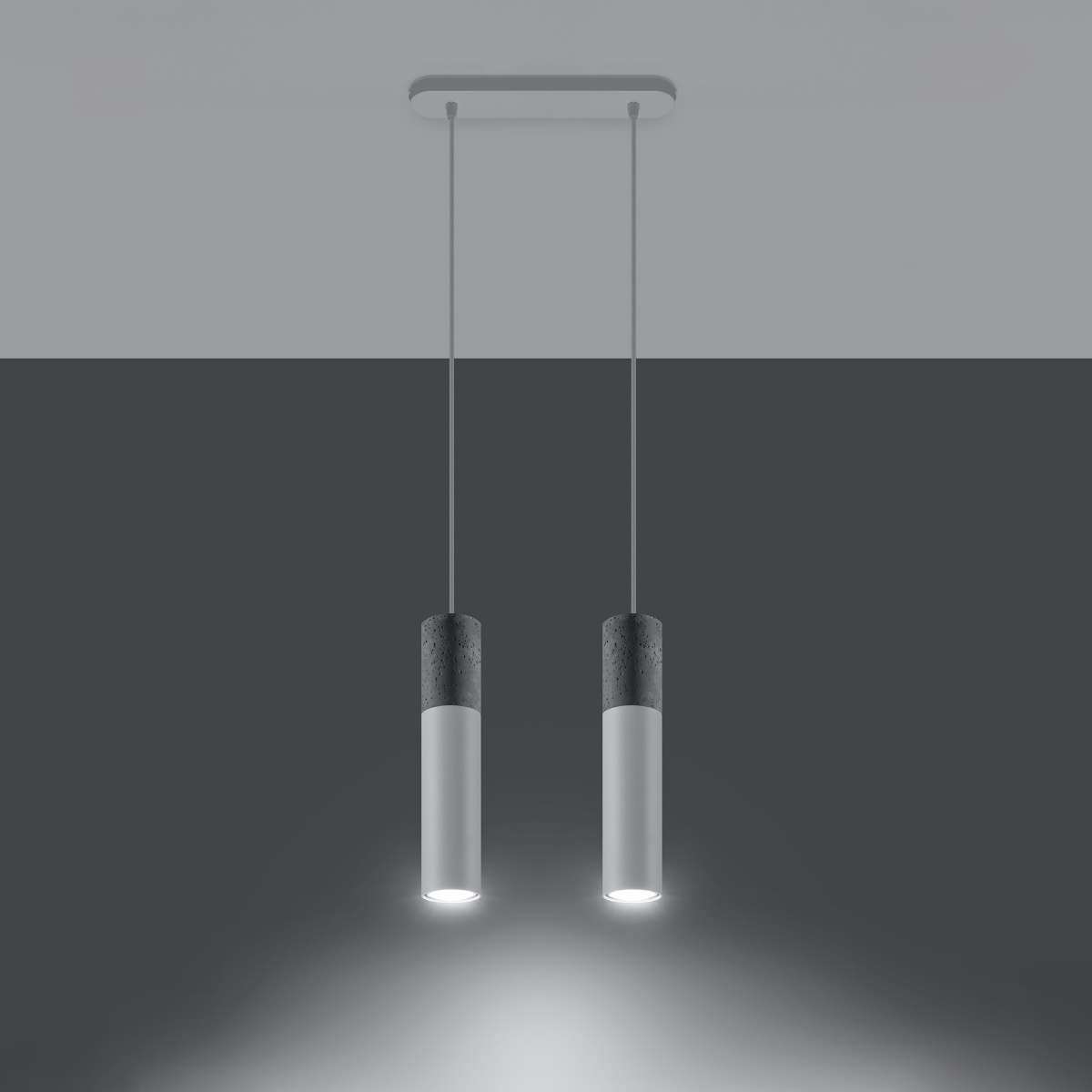 Lampa wisząca Borgio 2 biała nowoczesna do salonu i nad stół loftowa cementowa