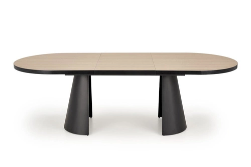 Stół rozkładany do jadalni Ardel owalny nowoczesny naturalny blat czarne nogi 180-240 cm