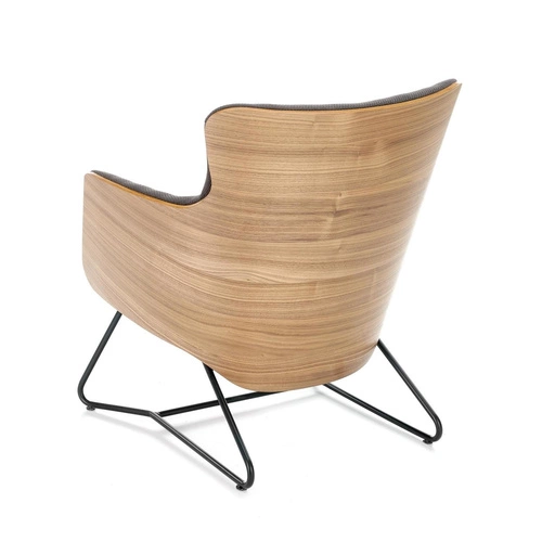 Fotel tapicerowany Calderon szary orzech na płozach do salonu nowoczesny industrialny Intesi