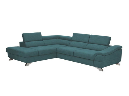 Narożnik z funkcją spania Apollon Turquoise Structured Fabric lewostronny