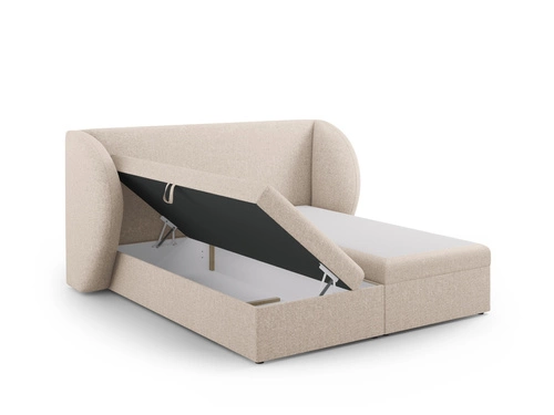 Łóżko tapicerowane Miley beżowe 160x200 z pojemnikiem nowoczesne do sypialni