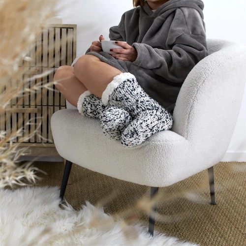 Intesi skarpetki sherpa nowoczesne ciepłe miękkie do domu uniwersalne białe lub czarne