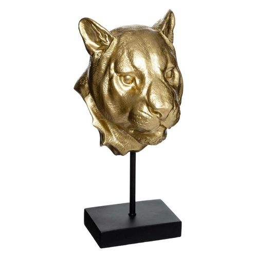 Figurka dekoracyjna lew Lion złota glamour Atmosphera na czarnej podstawie do salonu 35,5 cm