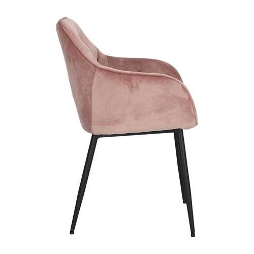 Krzesło tapicerowane Brooke Actona do jadalni różowe welurowe z podłokietnikami glamour