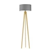 Lampa stojąca do salonu Miami szara z abażurem na dębowym trójnogu Lysne personalizowana