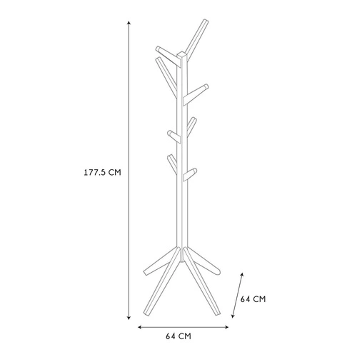 Tree Intesi nowoczesny wieszak stojący do przedpokoju czarny drewniany 177,5 cm