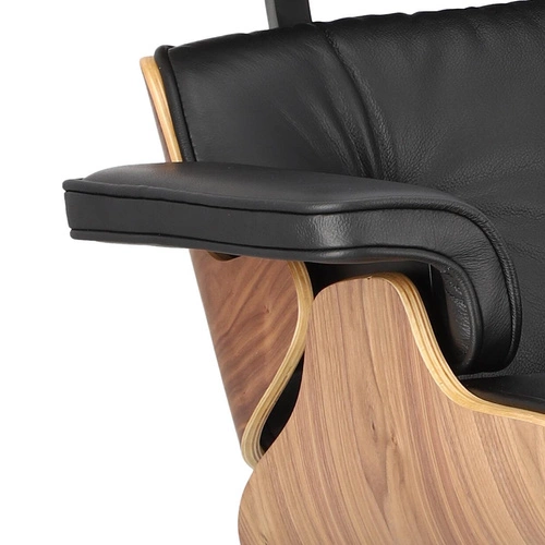 Fotel wypoczynkowy do salonu Vip Lounge Chair skórzany czarny z podnóżkiem nowoczesny