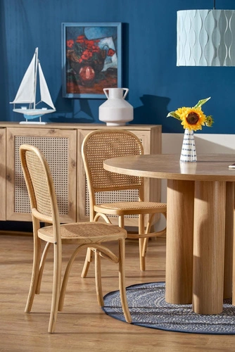 Stół okrągły do jadalni Zilonis 120 cm nowoczesny dąb naturalny Intesi skandynawski