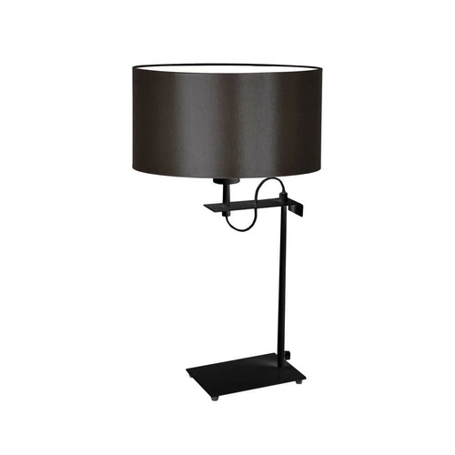 Lampka nocna do sypialni Alaska nowoczesna z abażurem brązowym na czarnej podstawie 55 cm