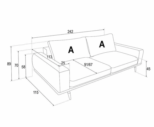 Sofa rozkładana Salmi z funkcją spania biała skandynawska 3 osobowa do salonu