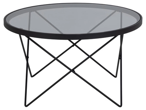 Stolik kawowy okrągły szklany Cuxton 80 cm czarny dymiony nowoczesny do salonu Actona