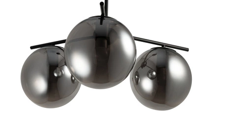 Lampa wisząca kula VENUS-3 szklana szara 60 cm regulowana do salonu i jadalni