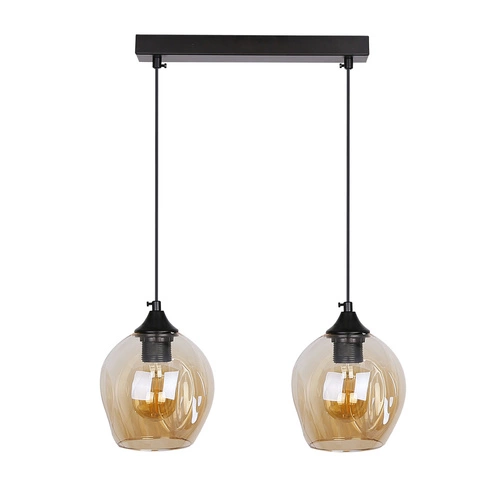 Lampa wisząca Aspa czarny 2x40W E27  klosz brązowy
