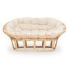 Sofa Mamasan boho rattanowa 2-osobowa do salonu lub ogrodu naturalna z wygodną poduszką