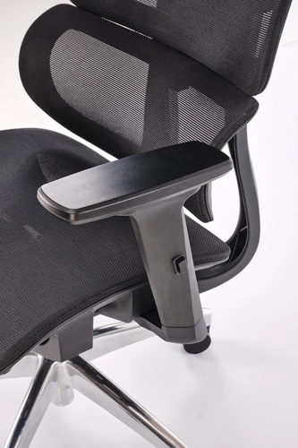 Ergonomiczny fotel biurowy Percas czarny siatkowy obrotowy z regulacją Intesi do biura